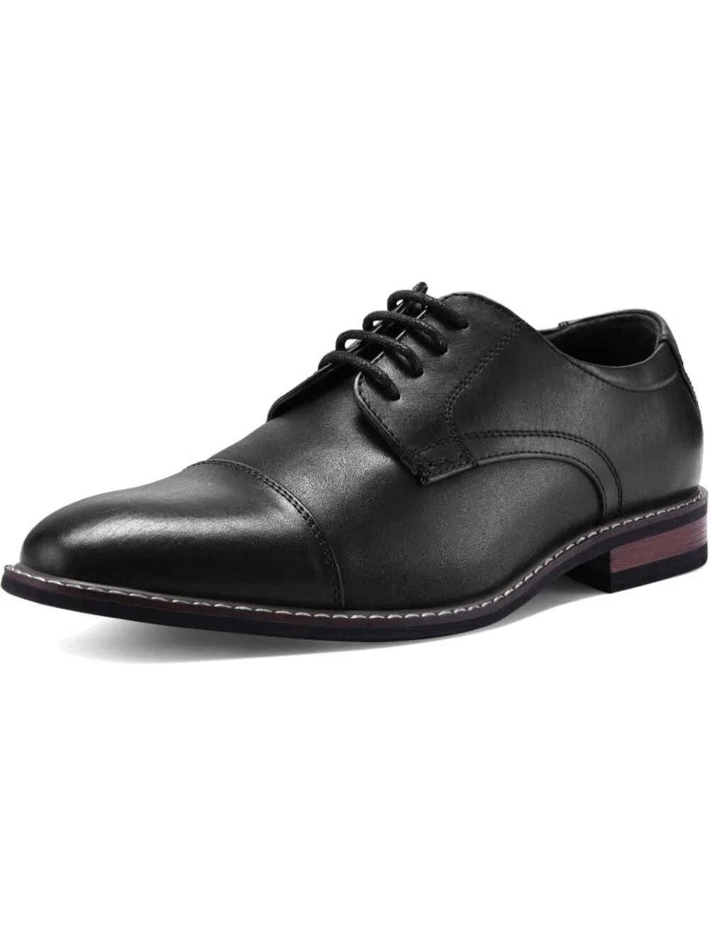 Men Black Leather Cap Toe Durable Sole Classic Business Derby Oxford Dress Shoes
